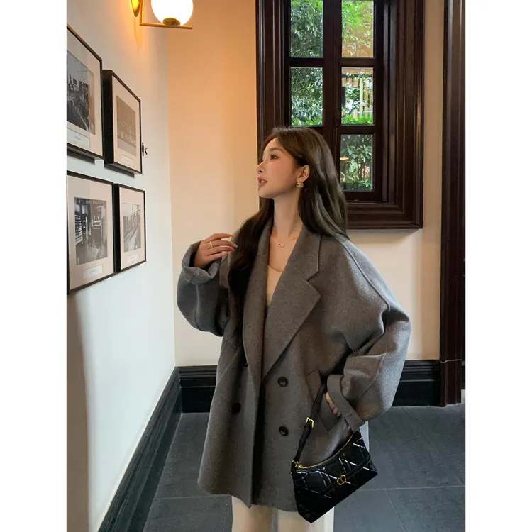 【专柜品质】诺丁山2025新款双面呢子大衣女秋冬中长款宽松100羊毛