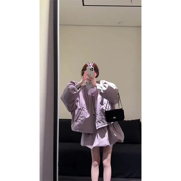 高级感气质套装女2025秋冬新款宽松显瘦外套高腰花苞裙内搭套装女
