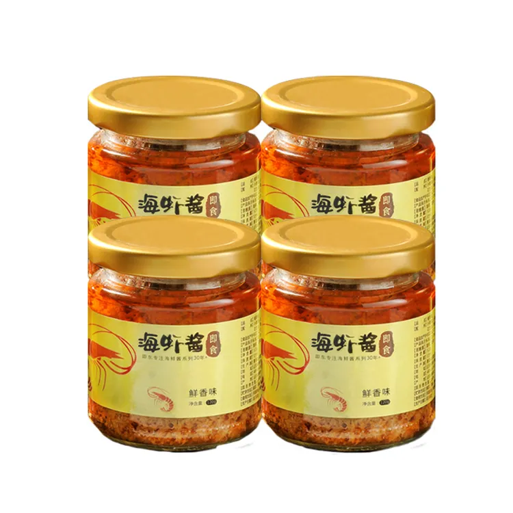 即食海虾酱青岛特产鲜嫩拌面营养拌饭海鲜酱4瓶装120g/瓶