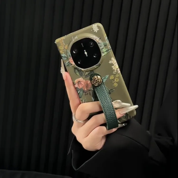 适用华为mateX6折叠X5手机壳墨绿森系荣耀V3腕带女vivo xfold5