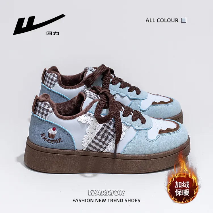 回力加绒板鞋女2025冬季新款加厚保暖二棉鞋学生复古厚底休闲鞋子
