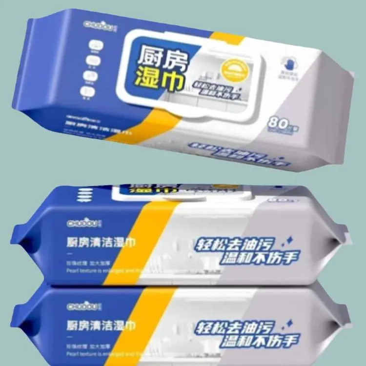 【5大包400片】80抽厨房湿巾厨房重油污清洁湿巾加大加厚厨房湿巾