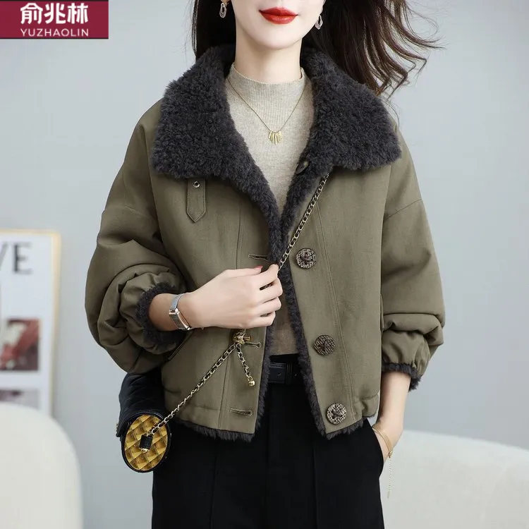 韩版短款宽松加绒加厚洋气时尚休闲百搭显瘦保暖秋冬冬季女装大码