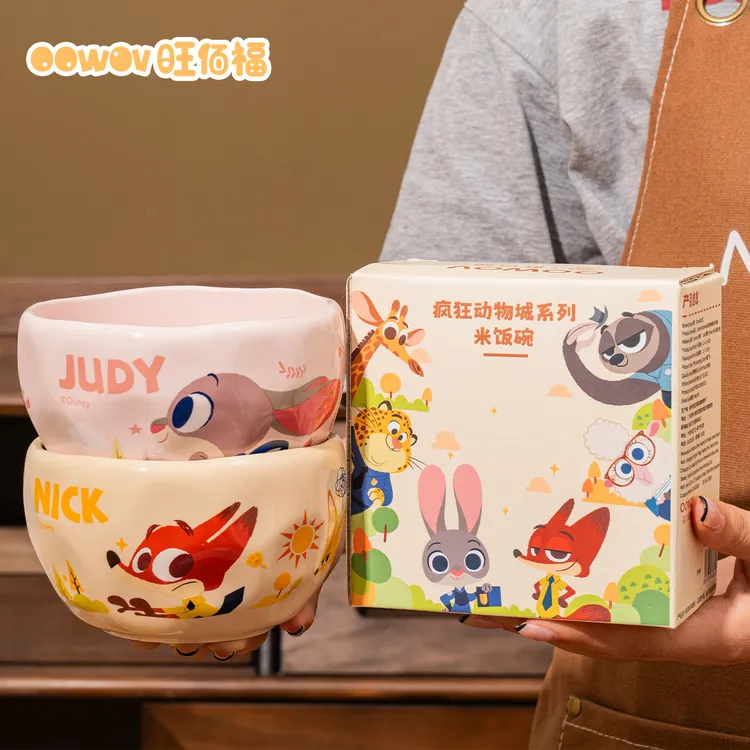 疯狂动物城朱迪尼克陶瓷碗家用2025新款高颜值汤碗儿童饭碗耐高温