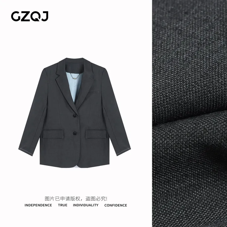 老琴私服【灰蓝契约】2025春季新款气质显瘦休闲百搭西装外套女0621