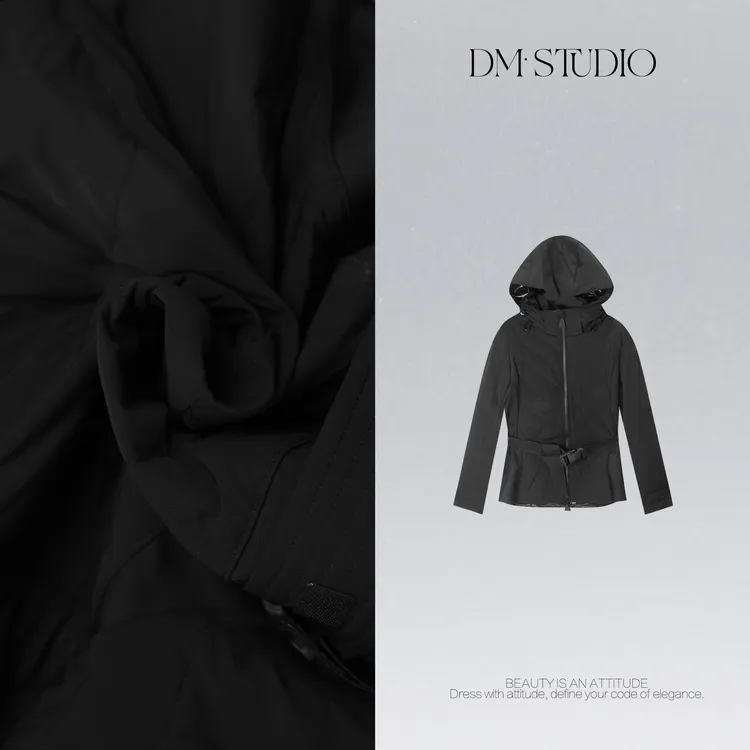 DEDM•STUDIO/秋冬慵懒减龄保暖收腰连帽90白鸭绒服2510YRF/E8932