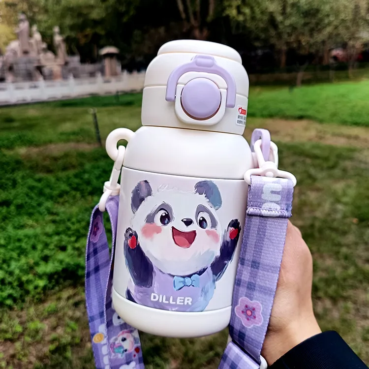 迪乐贝尔儿童保温杯高颜值女孩双饮吸管水杯316不锈钢学生专用杯
