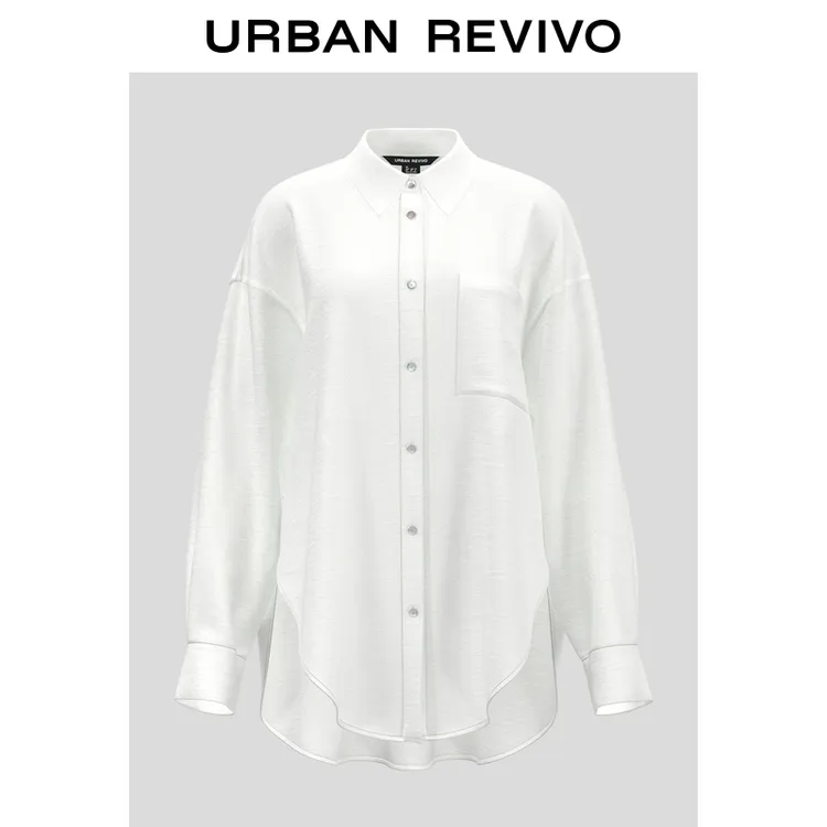UR2025秋季新款女装气质日常流光风不规则开襟衬衫UWM250125