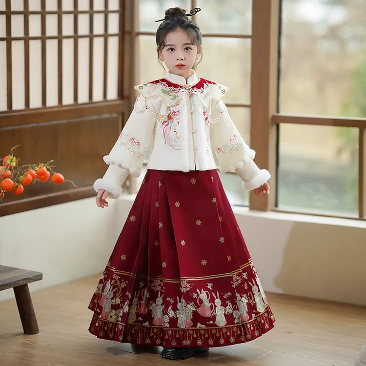 儿童秋冬马面裙套装汉服古装2025新款女童中国风喜庆女孩拜年衣服