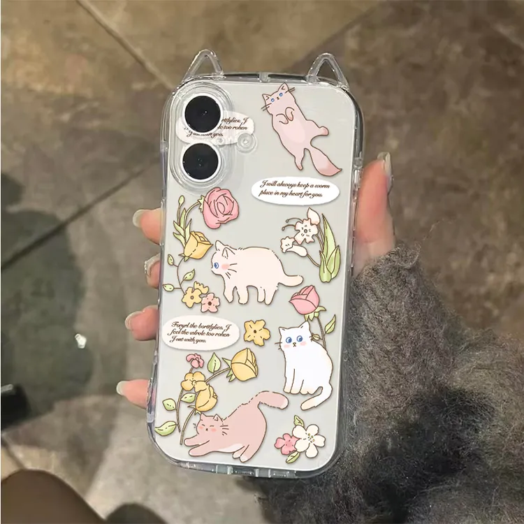 奥菲顿清新花园猫适用iPhone16/15pro/11苹果14猫耳朵13/12手机壳