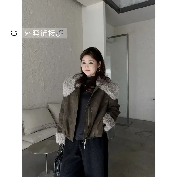 晶咕佳佳【陨石邮差】大毛毛领拼接轻羽绒外套时尚加厚翻领秋冬