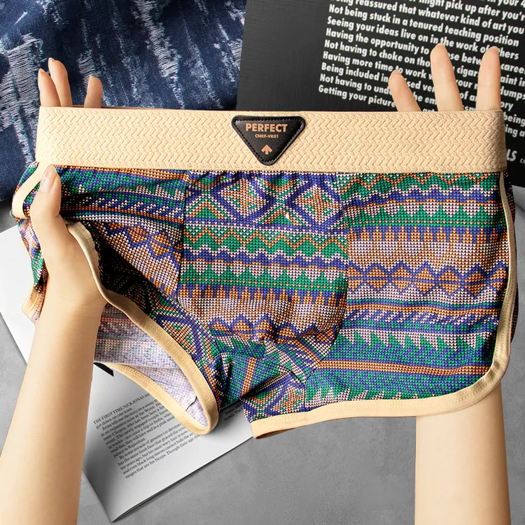 复古民族风男士内裤男款棉质潮流四角裤男式平角裤男生短裤衩男款