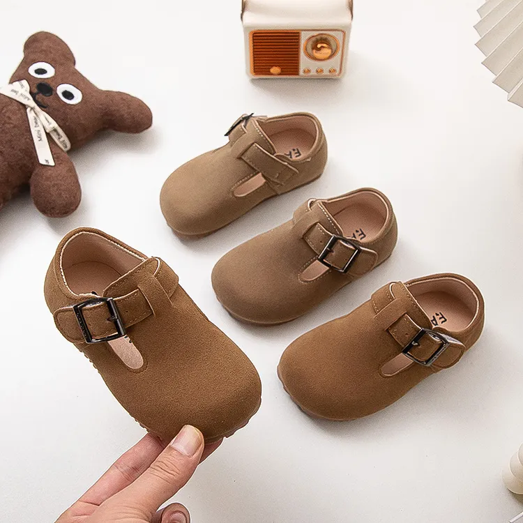 女童勃肯鞋2025春秋季新款宝宝时尚小皮鞋儿童软底豆豆鞋男童单鞋