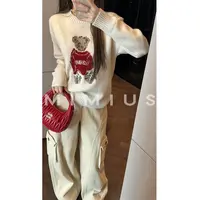 【mimius】U 羊毛兔毛小熊套头圆领毛衣 WG12003