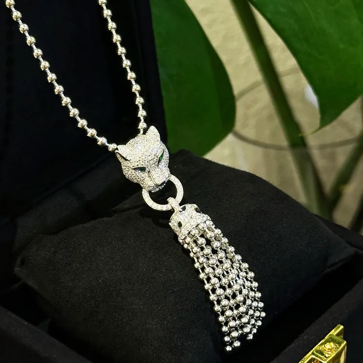 坠链均925银 卡家暴富系列豹子流苏项链毛衣链轻奢精致气质时尚