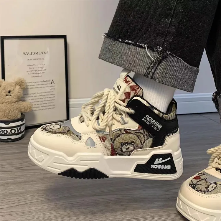 回力女鞋高帮休闲鞋2025年秋季新款卡通爆款国潮vibe风厚底板鞋子