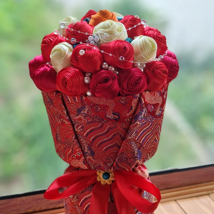 红色系藏式手工花