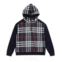FL秋款时尚格子拼色半拉链连帽卫衣【2097】TT-