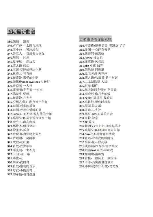 木木弹琴曲谱合集高清完整曲谱