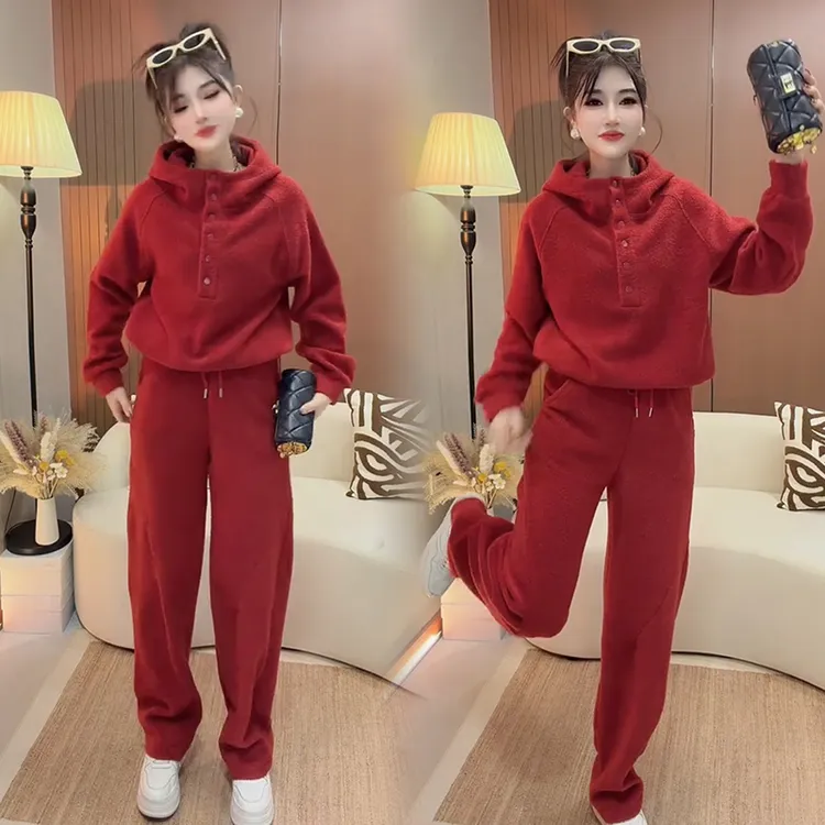 2025秋冬新款时尚显瘦气质网红高档套装女高级百搭宽松大码两件套