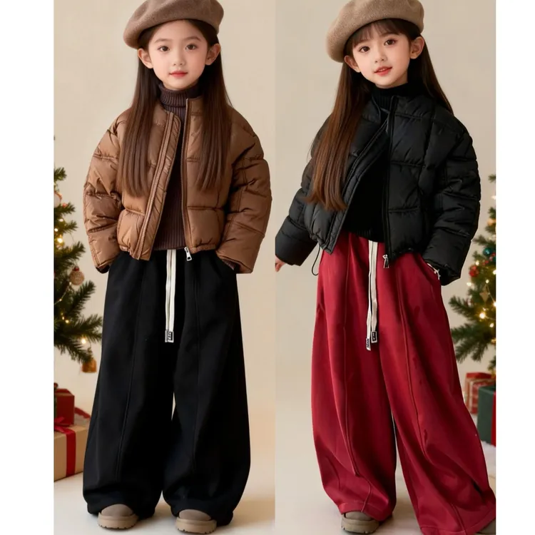 女童冬季韩版洋气棉衣套装中大童女孩保暖时尚棉服加绒裤两件套潮