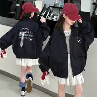 女童春秋薄外套百搭洋气夹克冲锋衣2025早秋款童装花花儿童棒球服