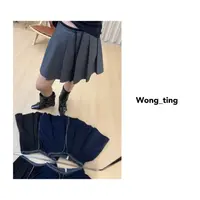 【wong_ting】小众设计师三色百搭显瘦绑带百褶半身裙D60