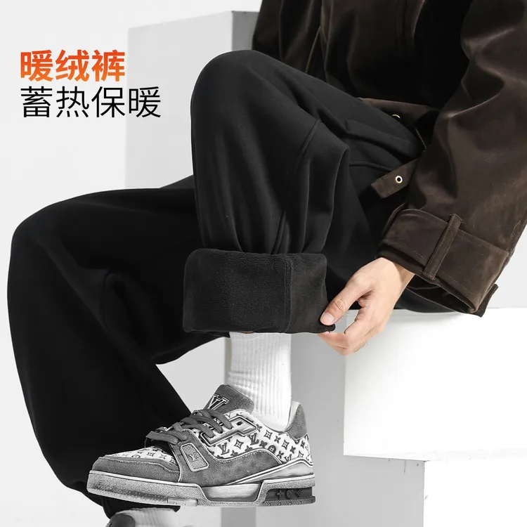 男士裤子秋冬加绒束脚裤男装冬季爆款2025新款休闲裤男生加厚卫裤