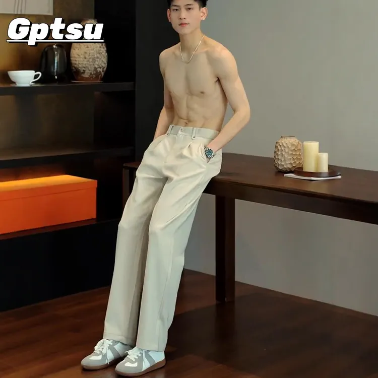 GPTSu轻熟男士高级感垂感直筒西裤秋季韩版潮流宽松显瘦休闲长裤