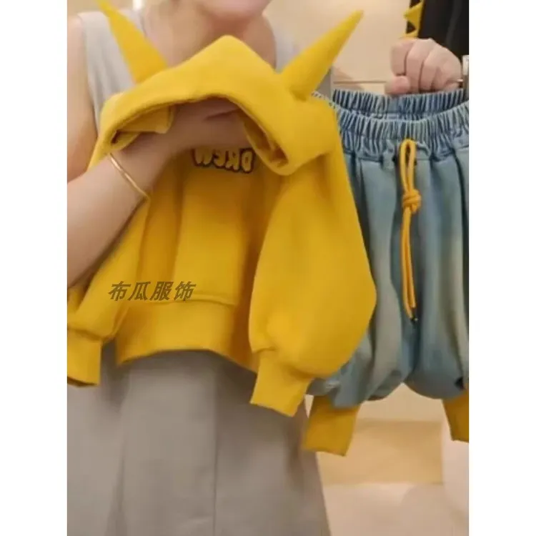 巴拉巴拉童装适用男女孩小牛角卫衣套装2025早秋季新款儿童宝宝连