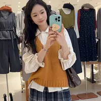 【鞠子JuZi】600#高品质百搭复古V领马甲（不含内搭）