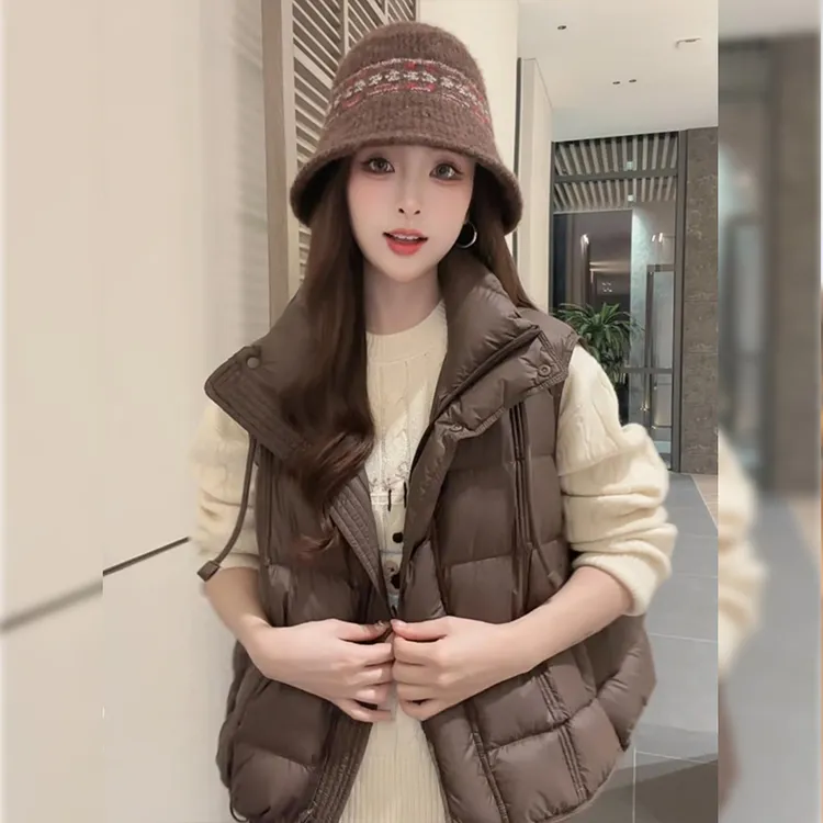 2025秋冬季新款女士时尚小众简约保暖棉服马甲立领加厚背心外套