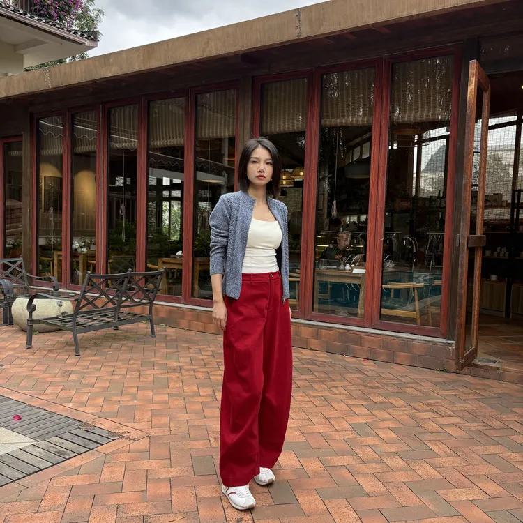 显瘦高腰直筒时尚宽松秋冬女士休闲裤PHT6868