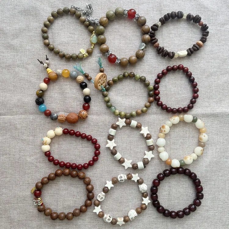 非金属木质手链 DIY手串单圈百搭小众时尚简约木串手链手作