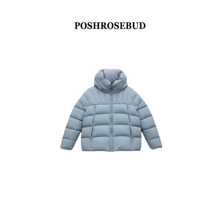【POSHROSEBUD】双面穿羽绒服90鹅松宽松百搭保暖外套YS-19055