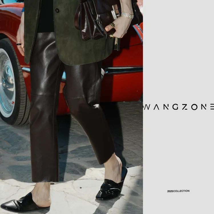 WANG ZONE｜法国进口羊皮万能百搭直筒皮中裤/薄弹力皮裤