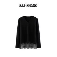 SJJ-SHANG【月光罗曼史】时髦微肌理进口蕾丝绣花短袖q135541p