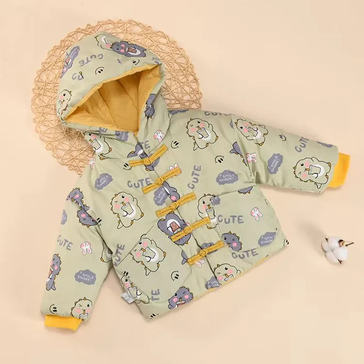 儿童冬季新款新疆长绒棉中国风盘扣【连帽单件】棉服宝宝加厚棉袄