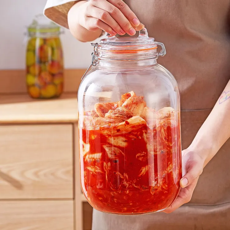 加厚玻璃密封罐泡菜坛腌萝卜酸菜腊八蒜玻璃罐带提手五谷杂粮收纳