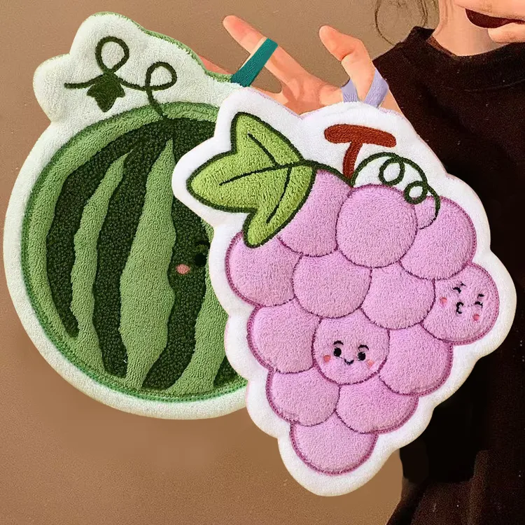 【两条装】卡通水果擦手巾珊瑚绒可挂式擦手巾毛巾擦脸巾