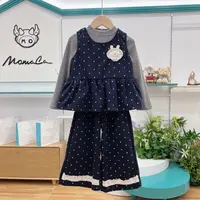 MOMOCO女童秋季2025新款套装时尚韩版可爱波点三件套装770009211