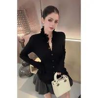 木耳边拼接针织开衫CS31233