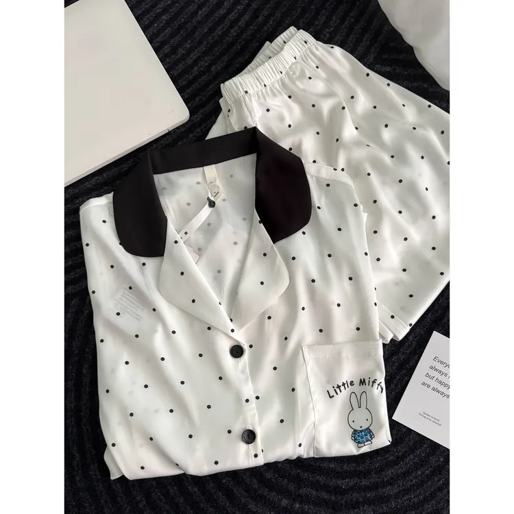 【小兔米菲】甜美高级感卡通波点长袖睡衣女春秋新款轻奢套装家居服