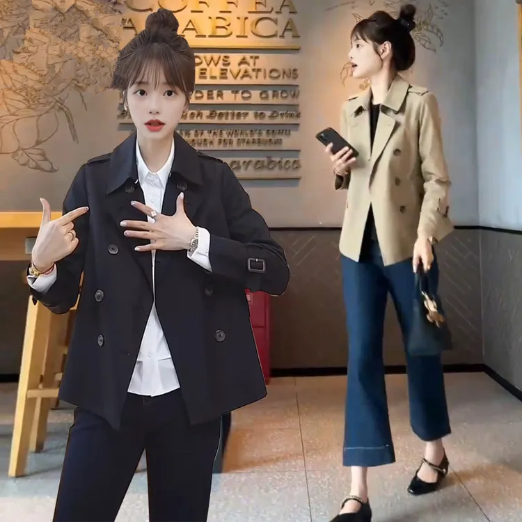 【高智淡人】短款高级感风衣外套女2025春装新款宽松休闲流行上衣