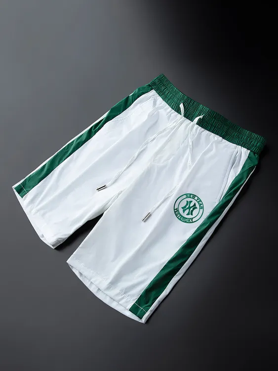 白色冰丝高端运动短裤男潮牌印花宽松五分裤夏季潮流户外速干裤子