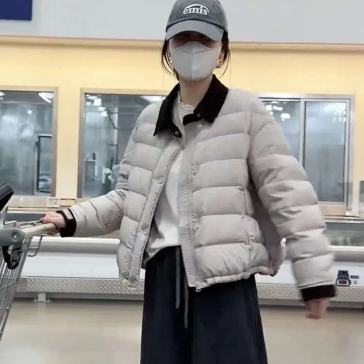 正版流行超好看白鸭绒羽绒服女装2025冬季高级感时尚保暖短款外套