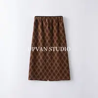 UPVAN  格子半裙 中长设计 搭配秒变复古画报女主