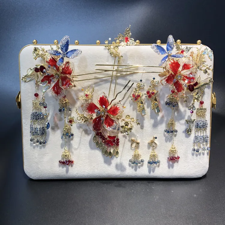 婚庆饰品4611红色秀禾头饰流苏百搭中式新娘结婚发饰古典婚礼配饰