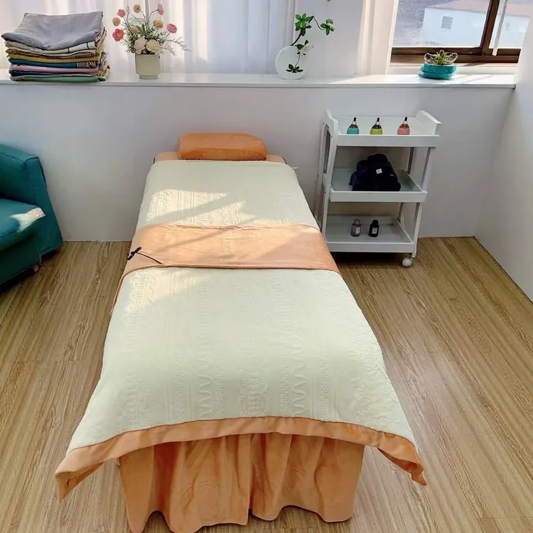 秋冬款水晶绒美容床罩四件套加厚超柔牛奶绒按摩头疗床三件套