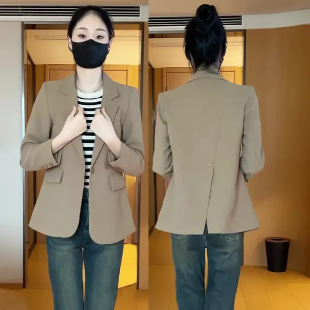 百搭小西装外套女通勤2025春季款薄款小个子洋气长袖西服休闲上衣
